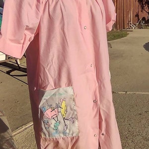 vintage 60's rockabilly pearl snap front Nightgown house dress , hobo duster dress