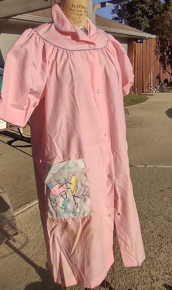 Vintage 60's Rockabilly Pearl Snap Front Nightgown House Dress