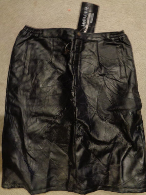 Genuine leather. Patchwork black skirt /Women's Vi