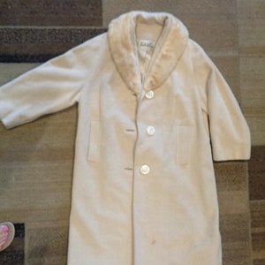 vintage mink collar 100% Virgin wool long coat  EINIGER Keith O&#39;Brein