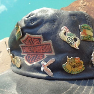 帽子 HARLEY DAVIDSON / leather hat Vintage Harley Davidson Leather Biker Cap Hat USA Motorcycle