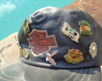 Vintage Harley Davidson Leather Cap, Biker Hat - Etsy