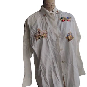 vintage 80s long sleeve festive western cowboy blue southwest shirt, canyon embroidered western shirt clothing