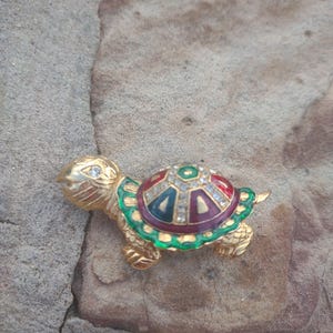Vintage Turtle Brooch Rhinestone Pin Brooch  Jewelry