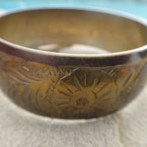 Vintage solid Brass bangle Etched tribal