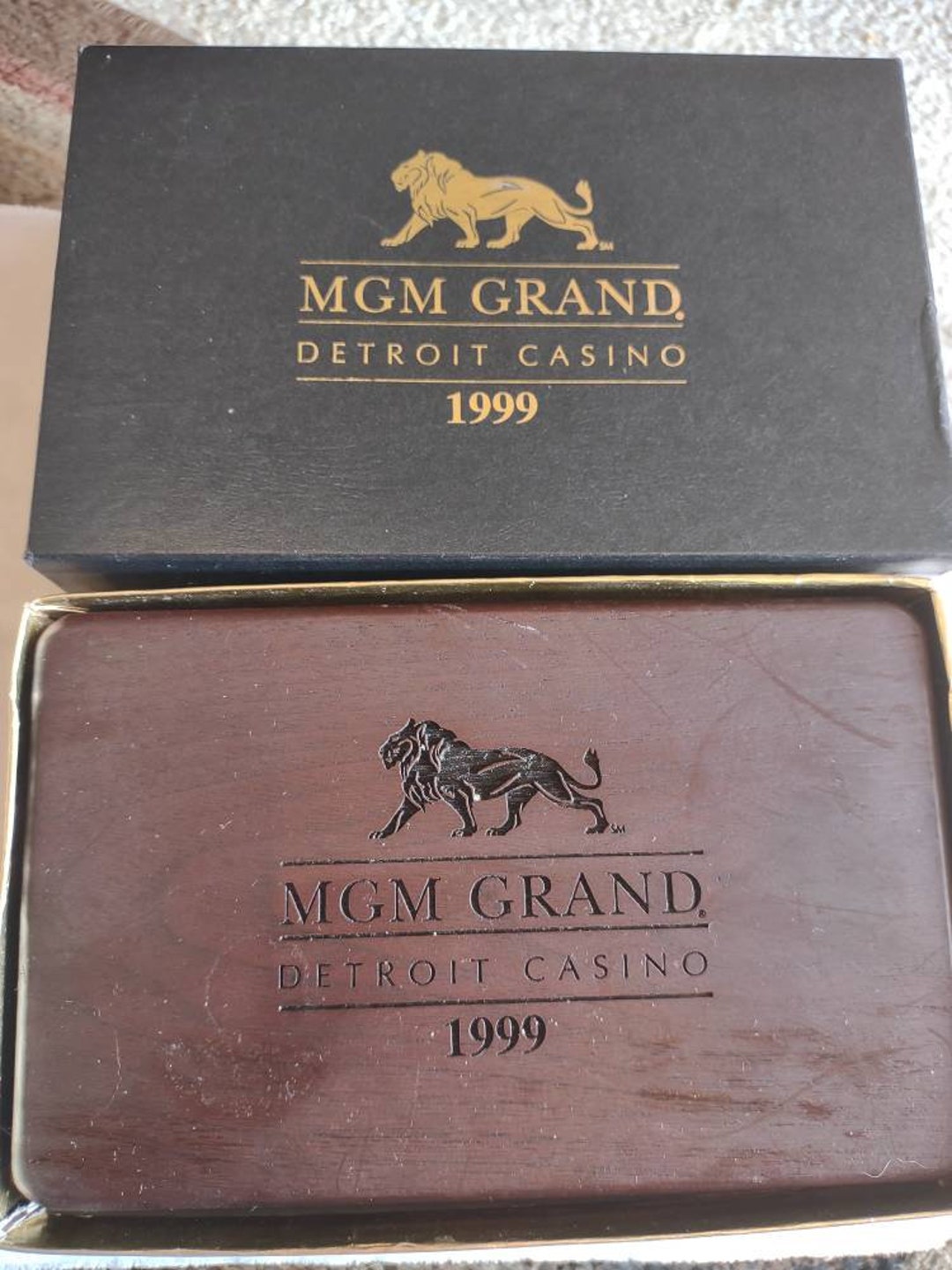 1999 Mgm Detroit Casino Playing Cards In Wooded Box Gift For - Etsy Denmark