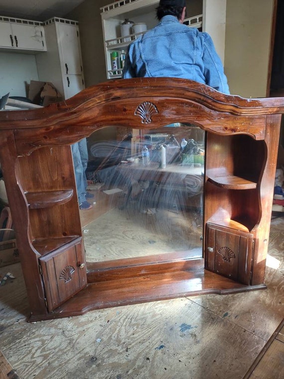 Classic Mirrored Waterbed Headboard 1970's Solid Wood/ 80s Etsy