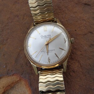 Vintage  50s Qualtex self winding serial# 8021 Gold-Plated Shock Absorb Men&#39;s Watch, 10K RGP, 17 Jewels, Great Watch