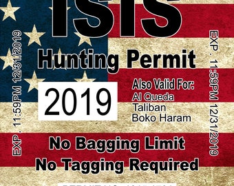 ISIS Terrorist Alabama State Hunting Permit Sticker Decal Vinyl AL