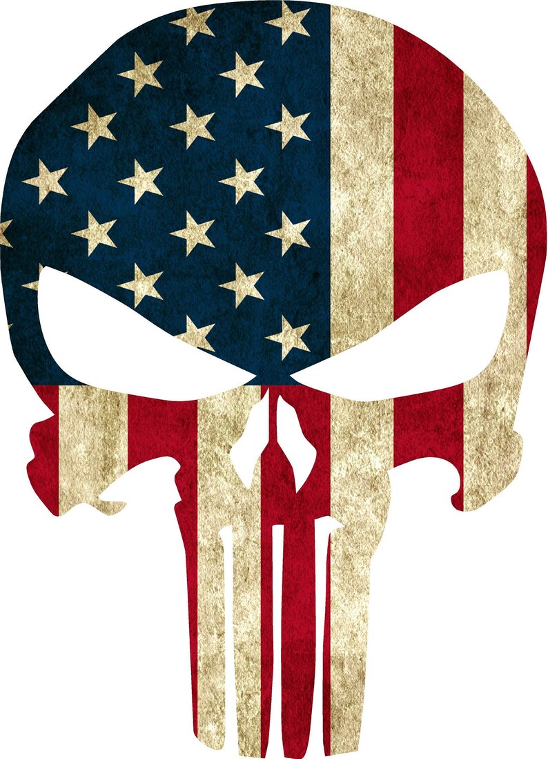 PUNISHER AMERICAN USA sniper color flag skull die cut vinyl Etsy