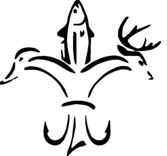 2 duck fish deer fleur-de-lis die cut vinyl decal sticker