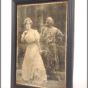 Reproduction creepy Victorian picture of a woman sharing a drink with Death Art Print A4 size