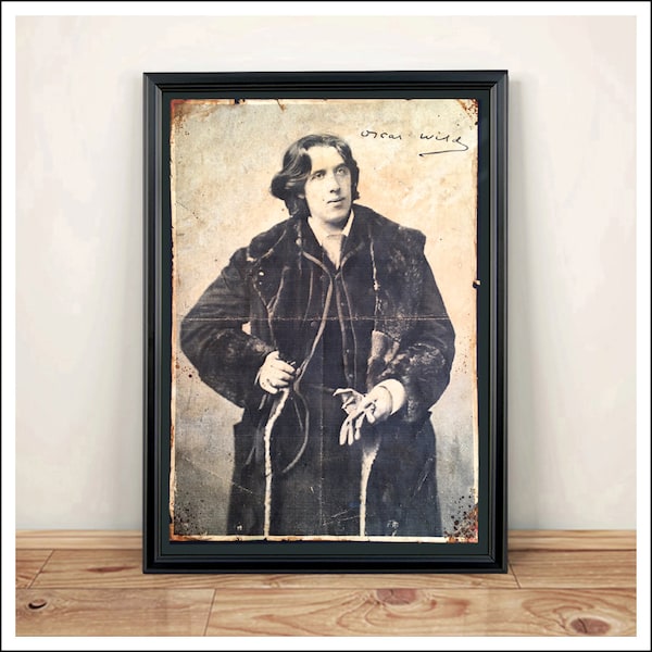 Impression de portrait de reproduction vieillie d'Oscar Wilde. Impression d'art - Format A4.