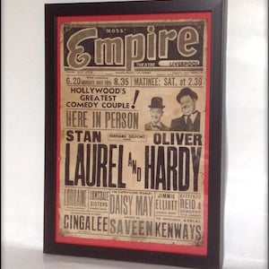 Laurel & Hardy Empire Theatre poster - hand aged Art Print - A4 size.