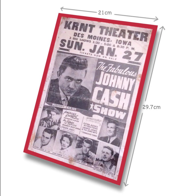 Aged Reproduction Vintage Johnny Cash Gig Poster - A4 Size. - Etsy