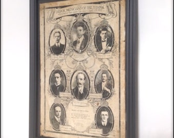 Musicians of the Titanic aged reproduction Victorian print A4 size