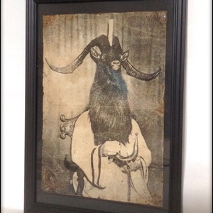 Hand aged print of a Black Magic goat headed Wizard A4 size