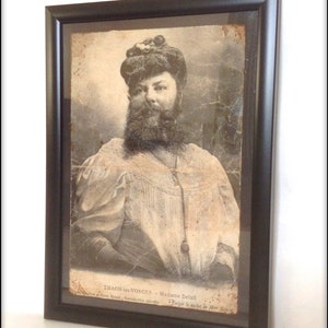 Stampa "Donna barbuta" - formato A4, invecchiata a mano.