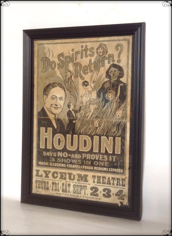Houdini Spiritualism Poster aged reproduction - Art Print A4 size.