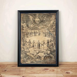 Hand aged reproduction print of an old dance - A4 size print.