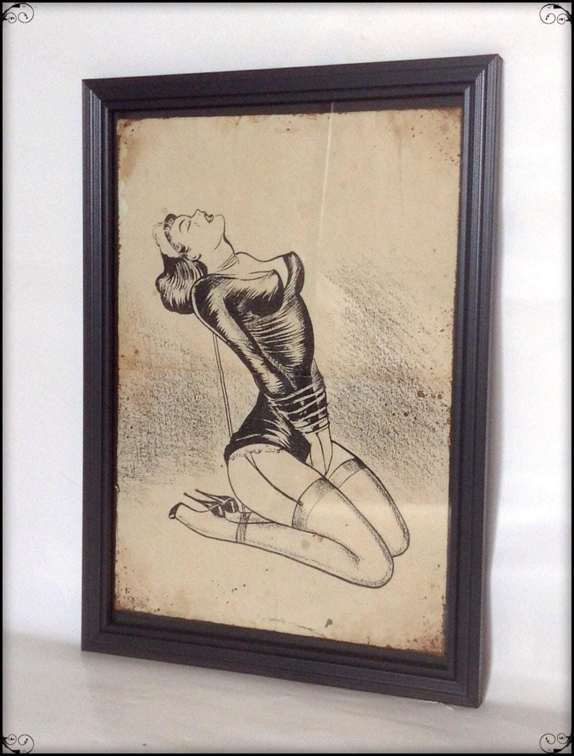 bdsm drawings Art Print Vintage BDSM Bondage Illustration Print - Hand Aged A4 Size -  Etsy UK