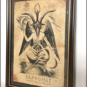 Baphomet verouderde reproductieprint A4-formaat