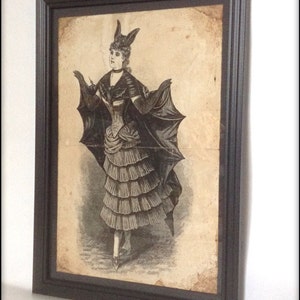 Bat Lady stara reprodukcja wiktoriańska wydruk formatu A4