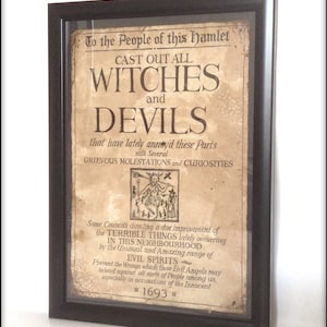 Gealtertes Reproduktionsplakat Cast out all Witches and Devils - Art Print A4 Format.