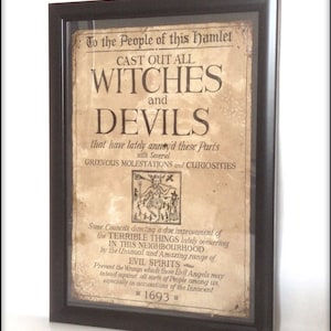 Aged reproduction poster Cast out all Witches and Devils - Art Print A4 size.