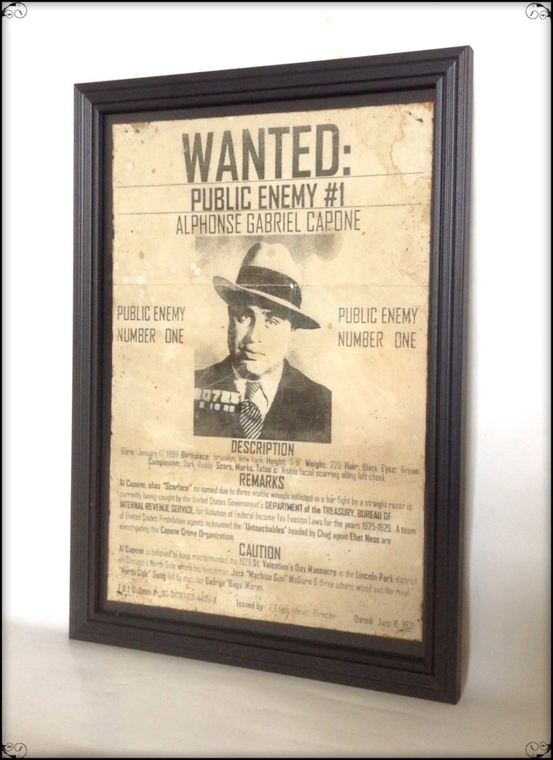 ａｎ・ａｎ　表紙 SMAP Al Capone Wanted Poster Hand Aged Reproduction Print Art Print A4