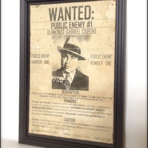 Al Capone Wanted-poster handverouderde reproductieprint Art Print A4-formaat