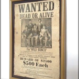Reproduction vieillie The Wild Bunch Poster Wanted - Impression d&#39;art au format A4.