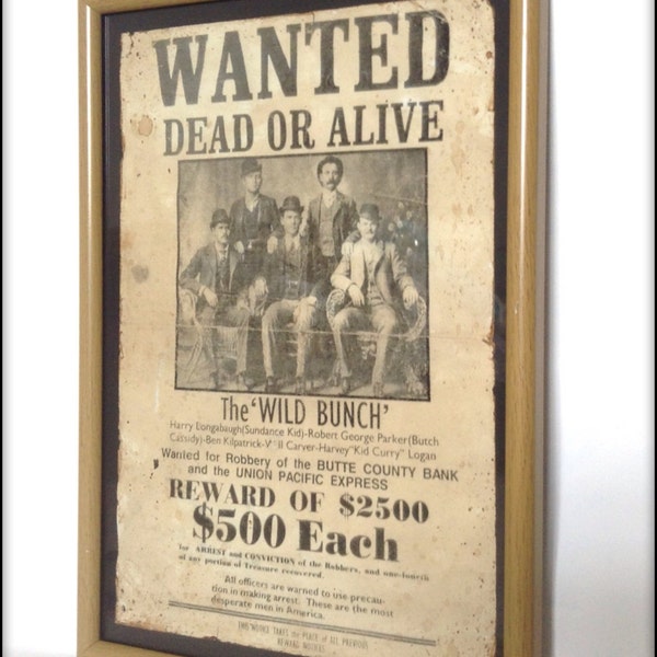 The Wild Bunch aged reproduction Wanted poster - Art Print A4 size.