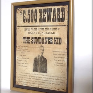 Affiche recherchée reproduction Sundance Kid - impression d&#39;art A4.