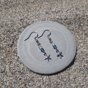 Stainless steel earrings with Swarovski pendant and starfish