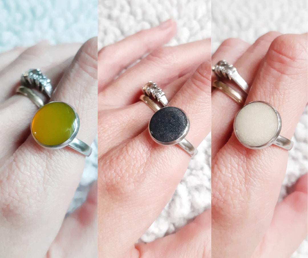 Anillo de acero inoxidable ajustable, anillos de resina epoxi, anillo epoxi  de 12 mm España