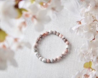 bracelet élastique pierre semi-précieuses,bracelet pour femmes avec pierre semi-précieuses,bracelet jaspe zèbre howlite