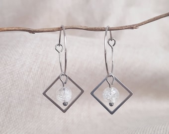 earrings rings stainless steel diamond pendant and quartz crystal