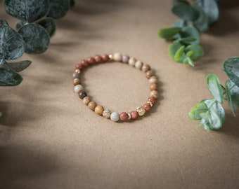 Elastic bracelet semi-precious stones bracelet with sandstone jasper
