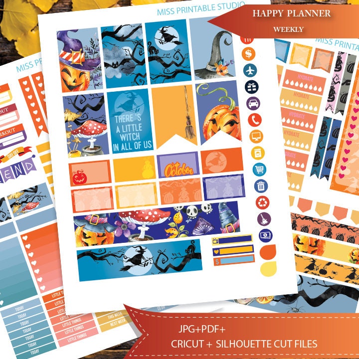 Happy Planner October Printable October Stickers Fall - Etsy