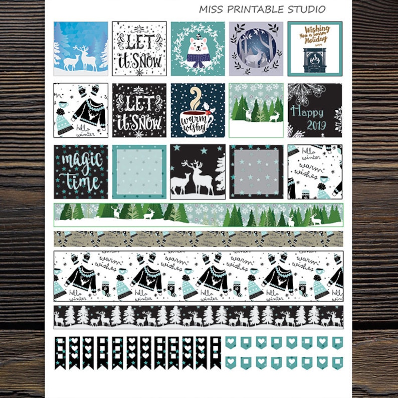 Winter January Mini Happy Planner Stickers Printable Winter - Etsy