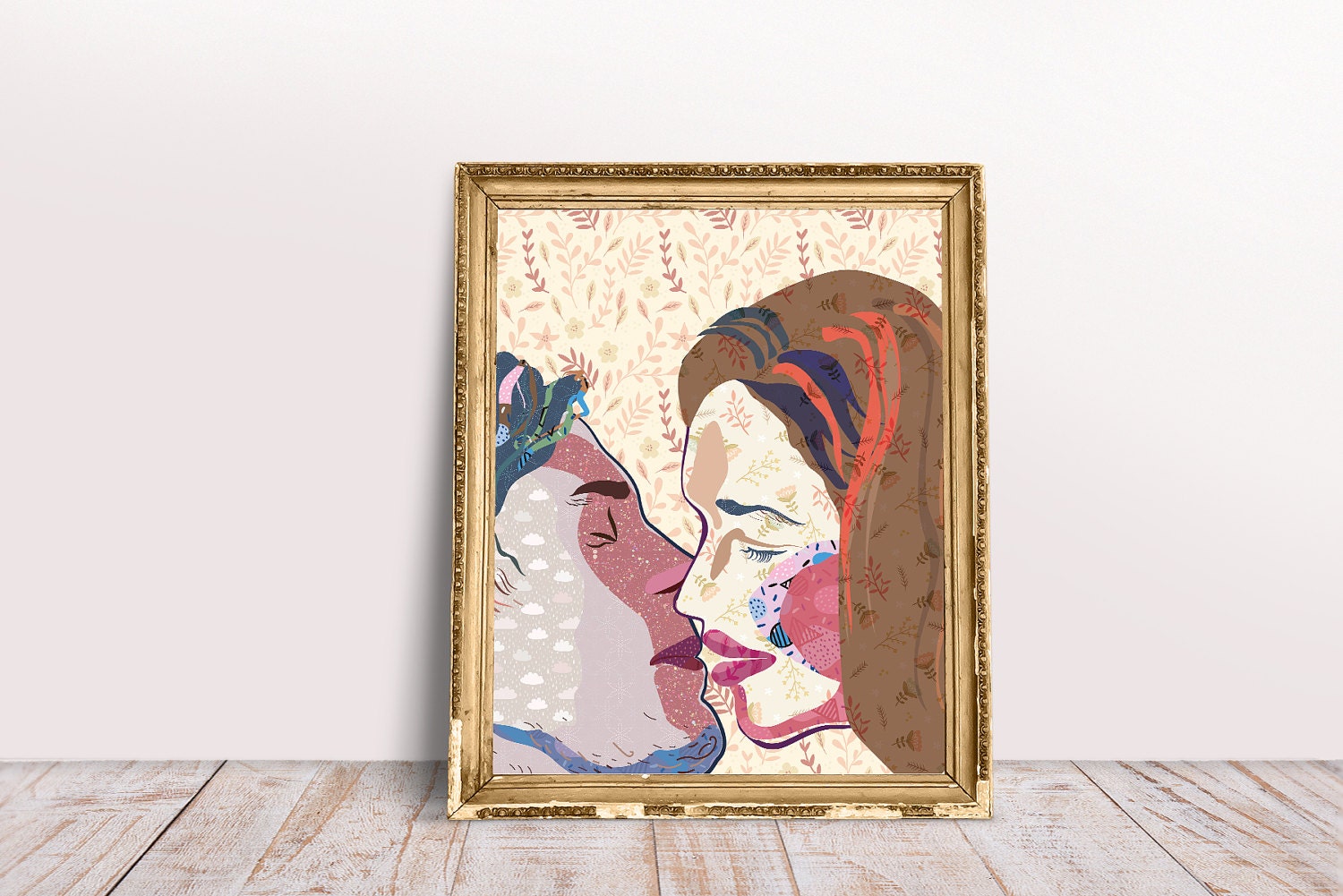 Kiss Wall Ert Collage Wall Art Wall Art Printable Poster Etsy