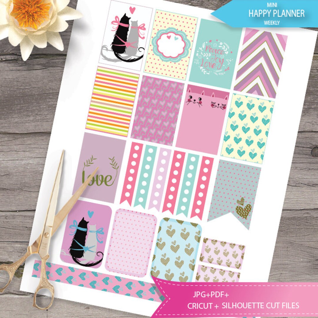 Cats Planner Stickers,cats Love Stickers, HAPPY PLANER Stickers ...