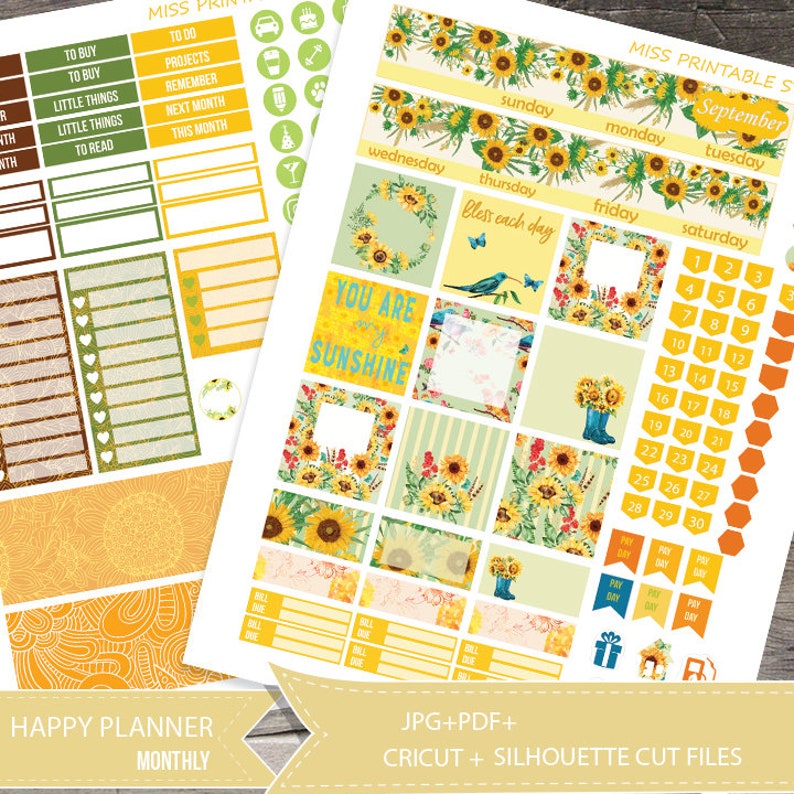 September Monthly Kit Planner Stickers Printable HAPPY Etsy