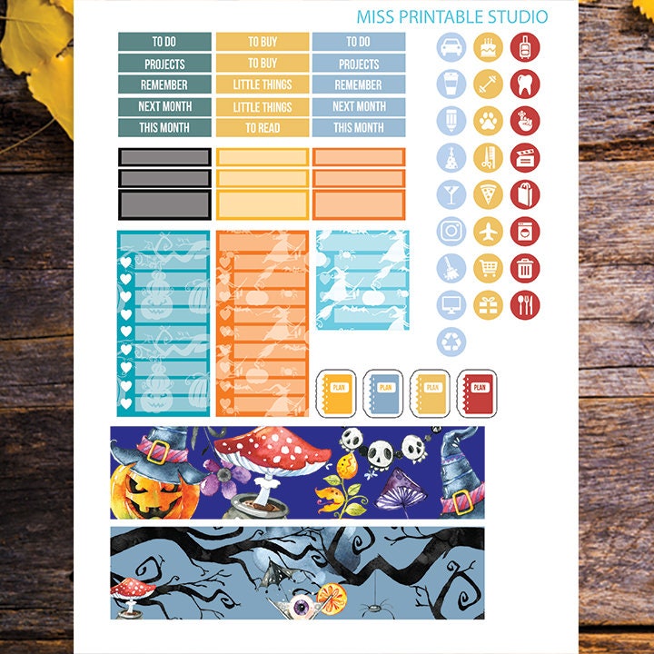 Happy Planner October Monthly Kit Printable October Stickers - Etsy