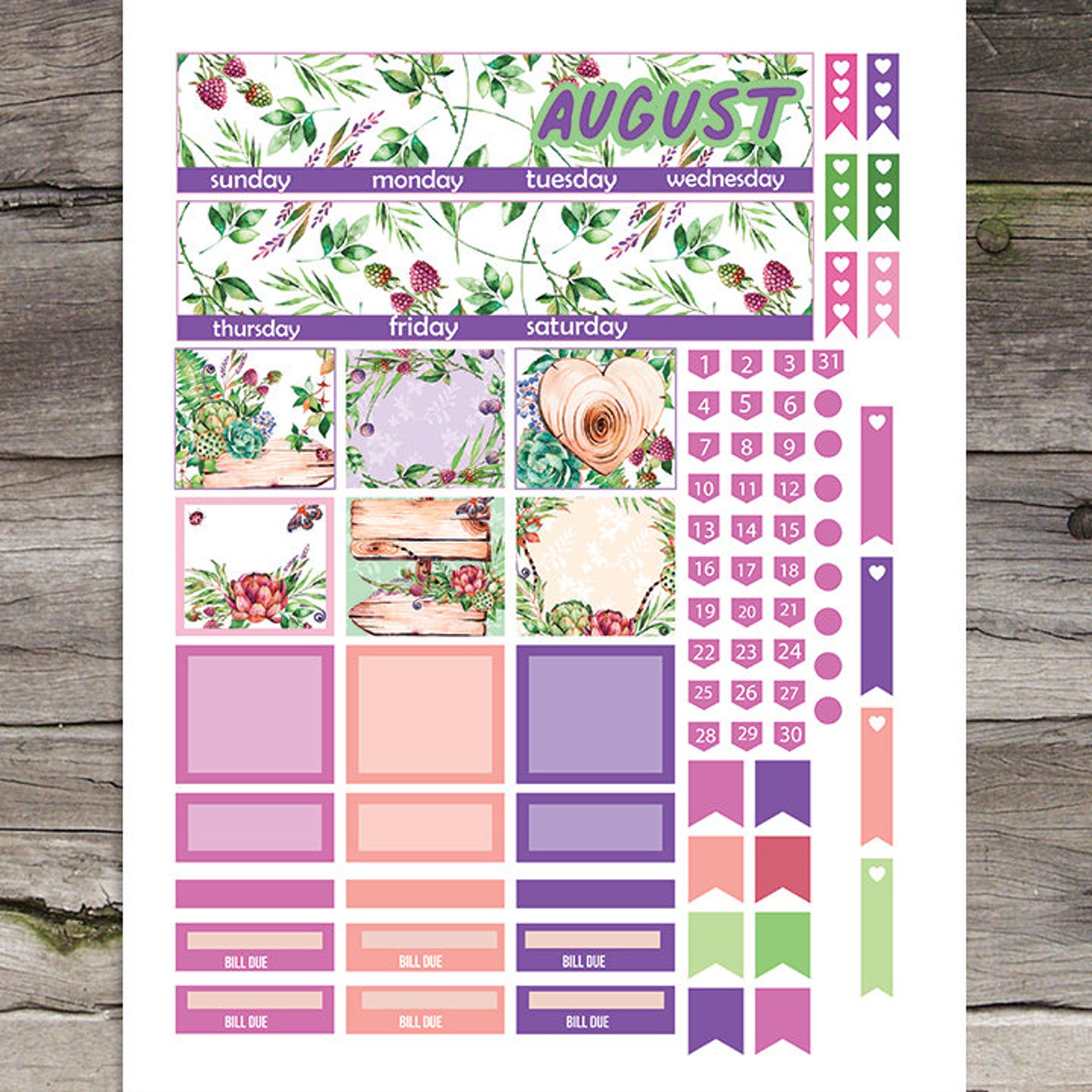 August Monthly Planner Stickers for Use With Erin Condren Life - Etsy UK