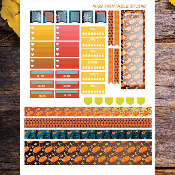 Halloween Planner Stickers Printablehappy PLANNER | Etsy