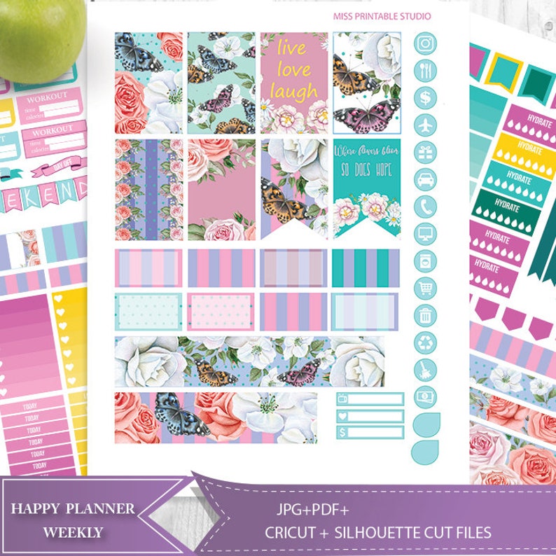 Butterflies and Flowers Happy Planner Birds Planner Etsy