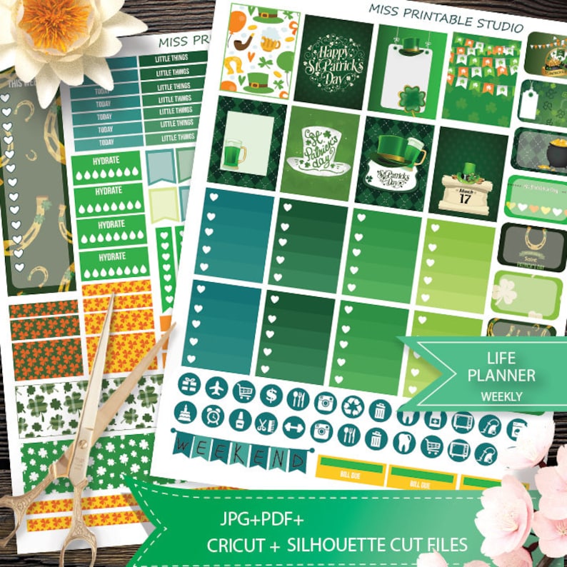 st patricks day stickers free planner