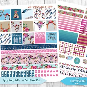 Mini Happy Planner Boho Planner Stickers Printable, Boho Kit Mini Happy ...